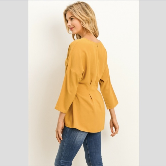 GILLI Banded Waist Mustard Yellow Blouse NWT - Picture 5 of 6